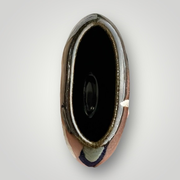 Turkel Navy Pottery Mini Vase Gently Used 4in X 5in Gift Collectible - Picture 4 of 10